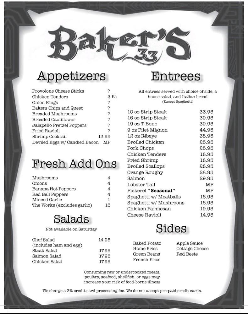 Baker's Cafe Menu image 1
