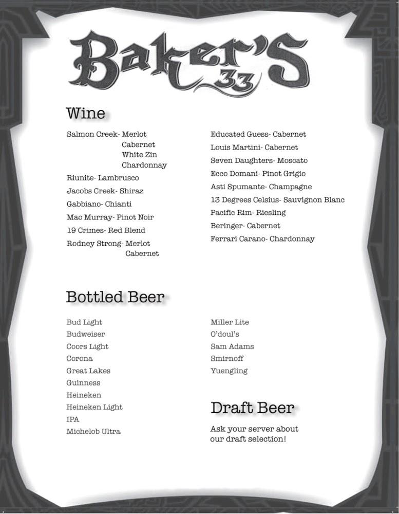 Baker's Cafe Menu image 2